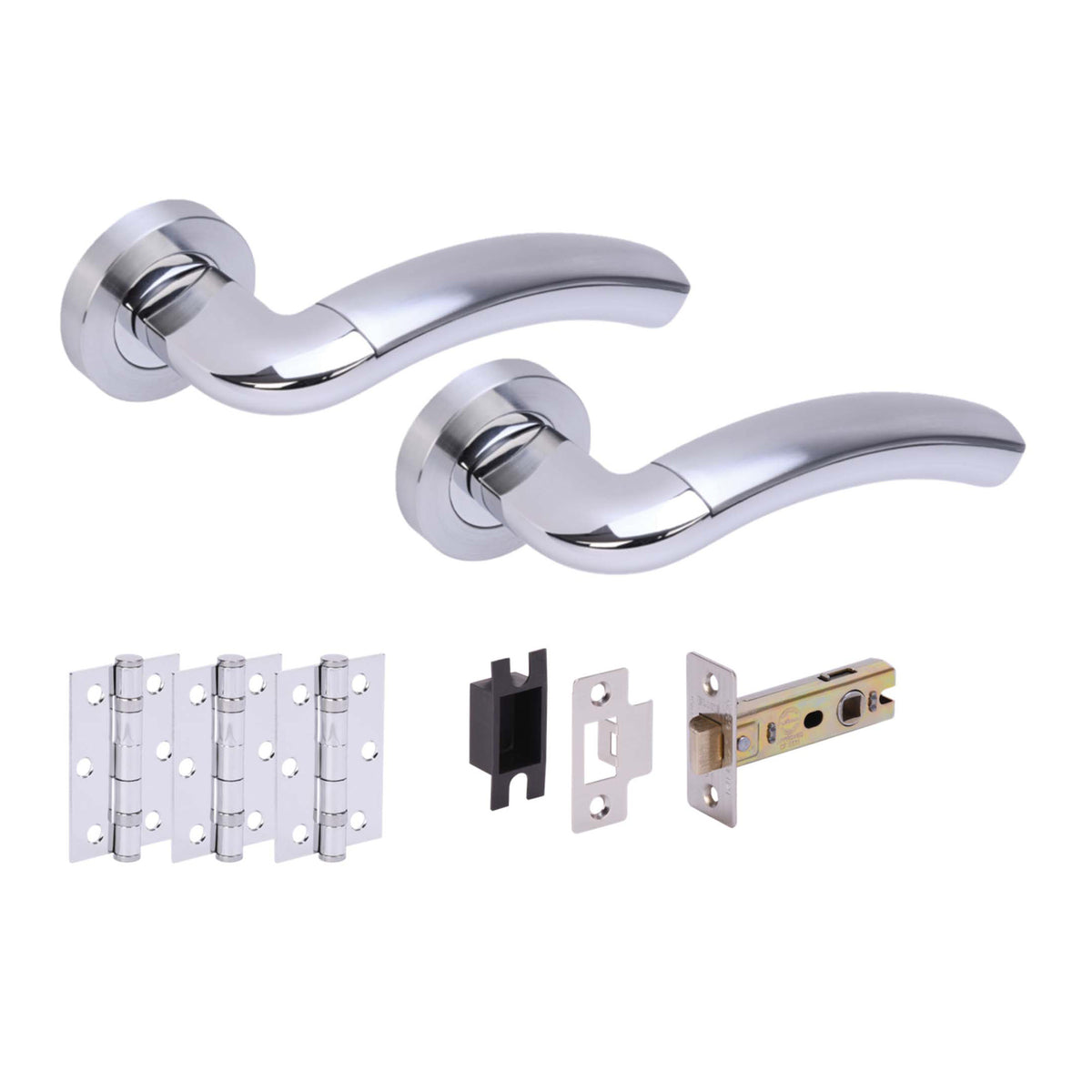 Corax Internal Lever Door Handle Set - Polished and Satin Chrome
