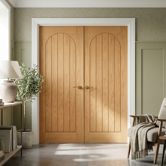 Oak Internal Fully Finished Farley Arched Square Top Double Door