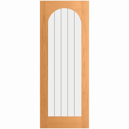 Oak Internal Fully Finished Farley Arched Square Top 1 Light Obscure Lined Clear Glass Double Door