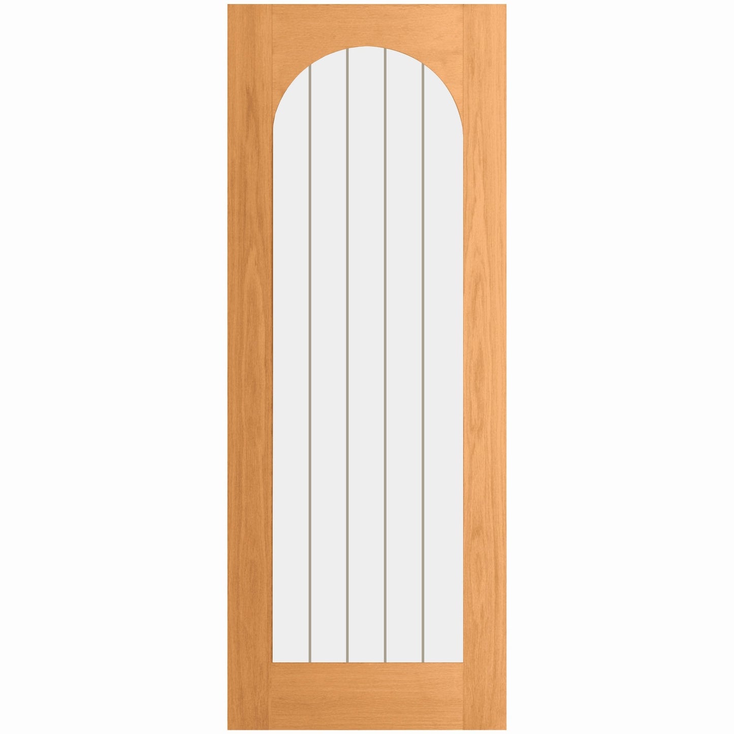 Oak Internal Fully Finished Farley Arched Square Top 1 Light Obscure Lined Clear Glass Double Door