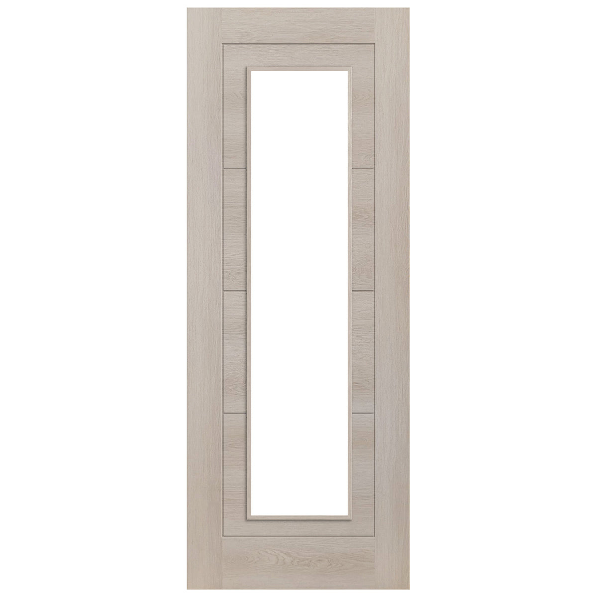 Ivory Fully Finished Internal Endure Laminate Ladder Clear Glass Double Door