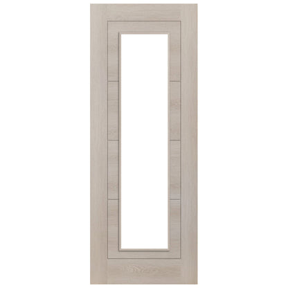 Ivory Fully Finished Internal Endure Laminate Ladder Clear Glass Double Door