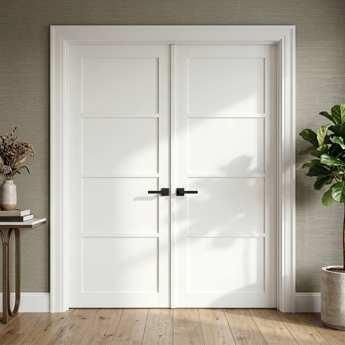 White Internal Primed Studio Industrial 4 Panel Double Door