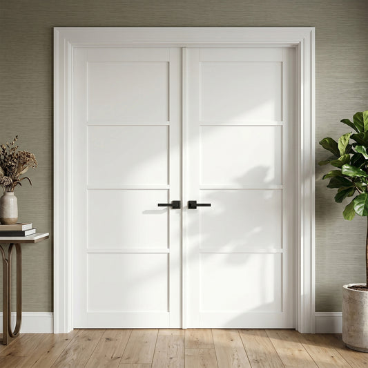 White Internal Primed Studio Industrial 4 Panel Double Door