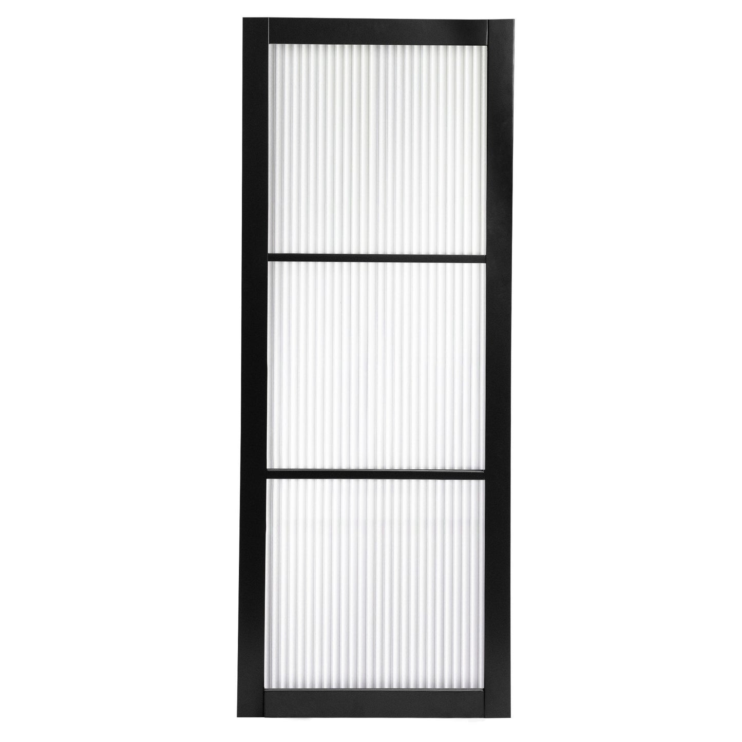 Jet Black Internal Fully Finished 3 Light Reeded Glass Industrial Studio Double Door
