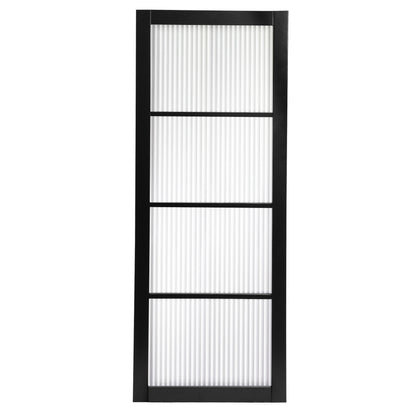 Jet Black Fully Finished Industrial Studio 4 Light Reeded Glass Internal Double Door