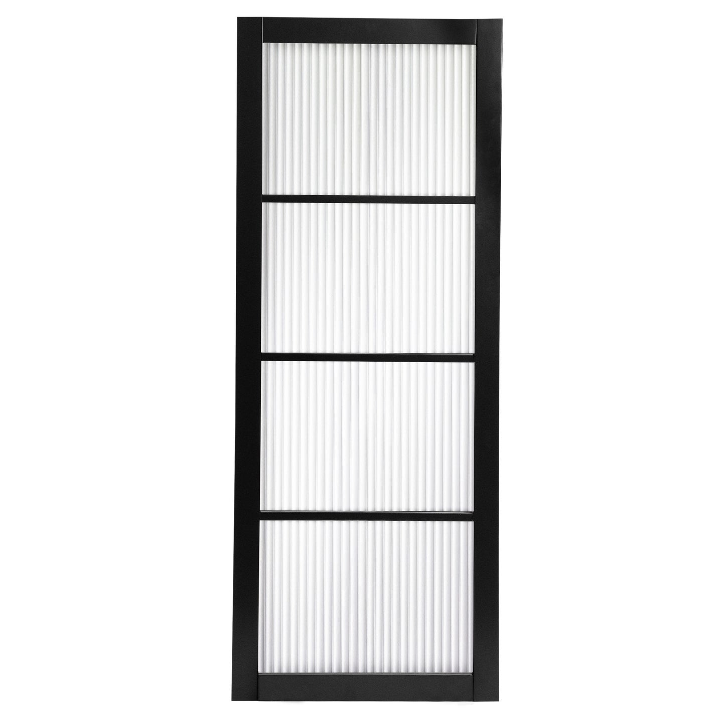 Jet Black Internal Fully Finished 4 Light Reeded Glass Industrial Studio Double Door