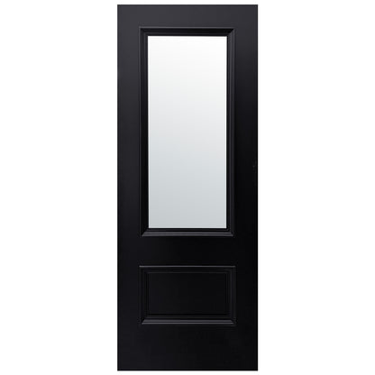 Jet Black Fully Finished Mayfair 2 Panel Clear Glass Internal Double Door