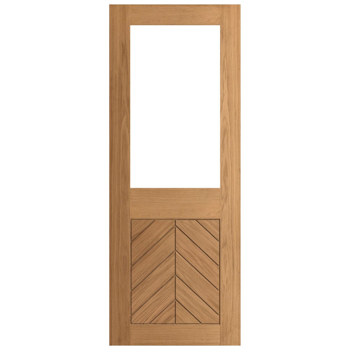 Oak Internal Fully Finished Chevron Clear Glass Double Door