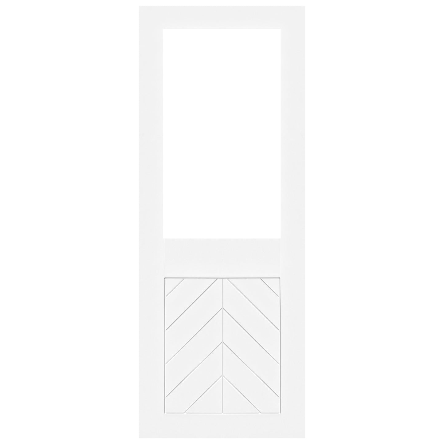 White Internal Primed Chevron Clear Glass Double Door