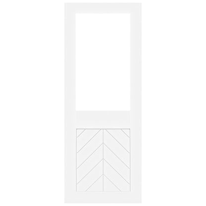 White Internal Primed Chevron Clear Glass Double Door