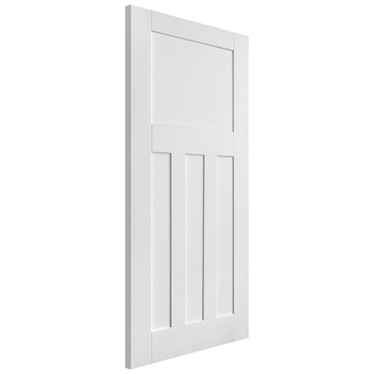 White Primed 1930's DX 4 Panel Bypass Sliding Door - Black Face Mounted