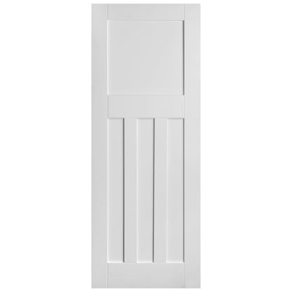White Primed 1930's DX 4 Panel Bypass Sliding Door - Black Face Mounted