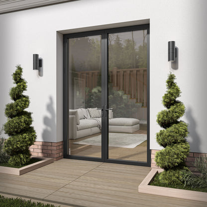 Matt Black Aluminium External Clear Glass French Patio Door