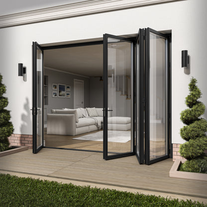 Matt Black Aluminium External 3+1 Clear Glass Folding Patio Door