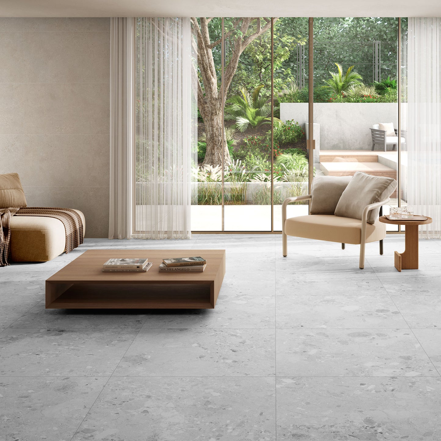 Grey Matt - Terazzia Smooth Porcelain Wall & Floor Tile Sample