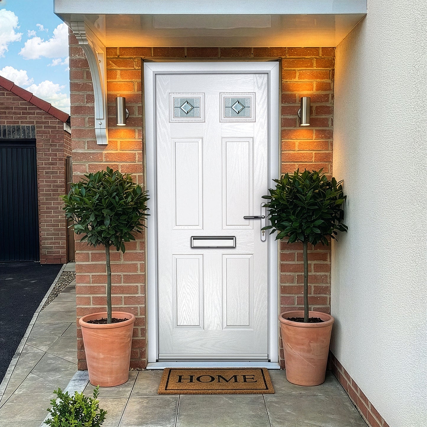 Abdale White Pre-Hung Venice Glass Composite Front Door Set
