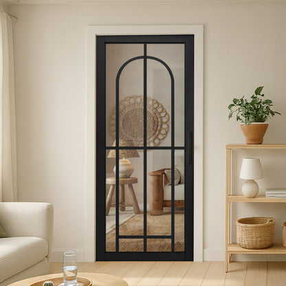 Jet Black Internal Fully Finished 10 Light Arch Industrial Studio Door (STUBL10LARCH)
