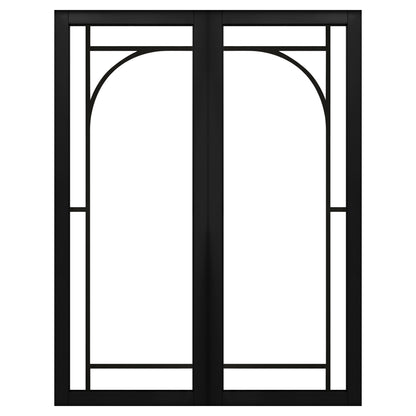 Jet Black Internal Fully Finished 12 Light Arch Industrial Studio Pair Door (STUBLARCHPR)