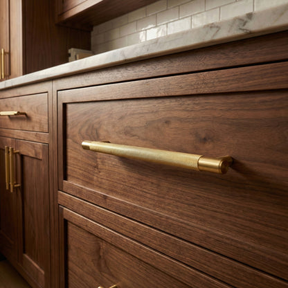 Knurled Large Round T-Bar Pull Handle - Satin Gold (123417)