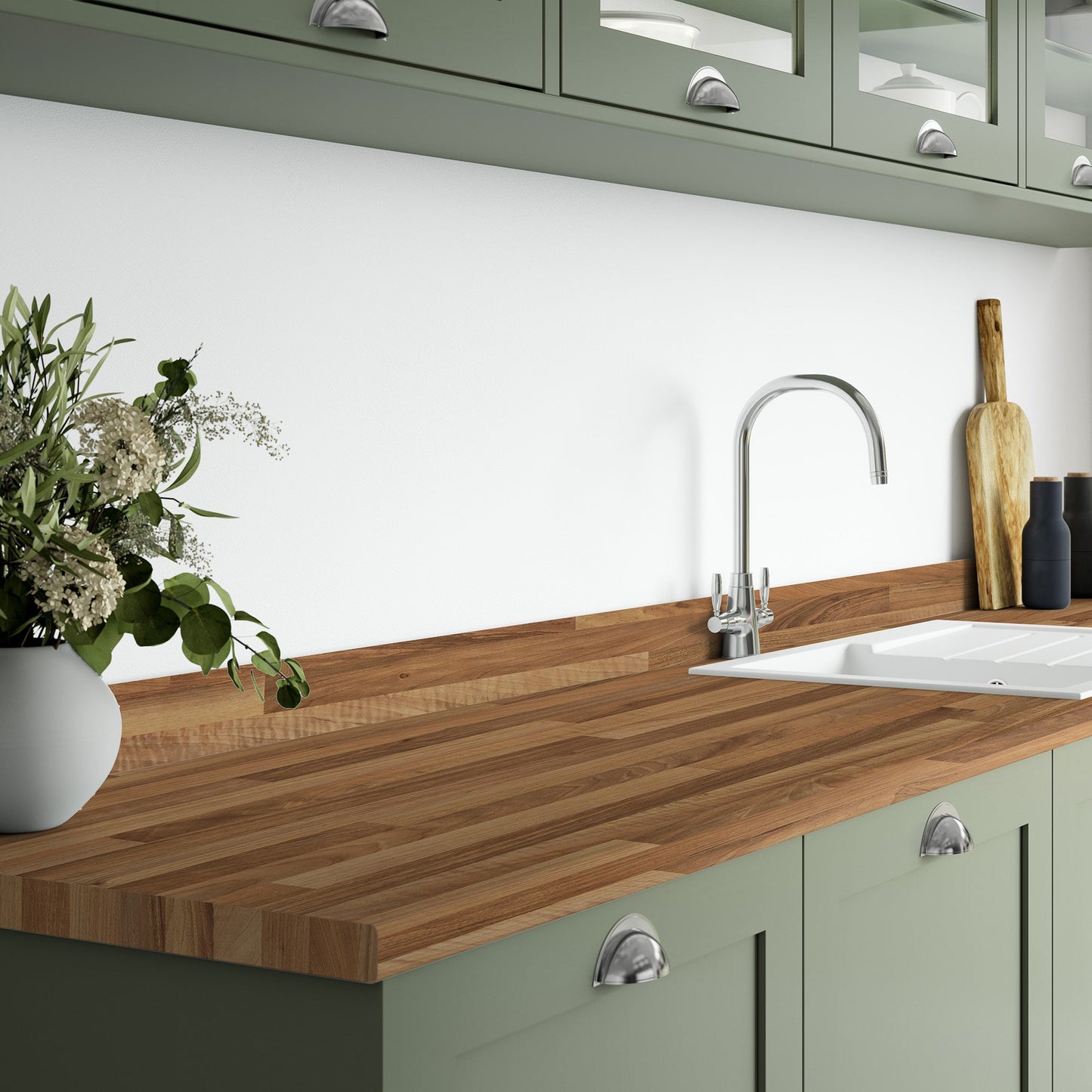 Walnut Block - Rounded Edge Laminate Worktop 3000mm x 600mm x 38mm