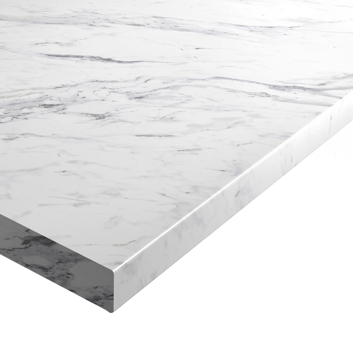 Calacutta Marble - Rounded Edge Laminate Worktop 3000mm x 600mm x 38mm