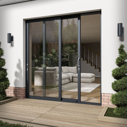 Matt Grey Aluminium Clear Glass External Sliding Patio Door (122104)