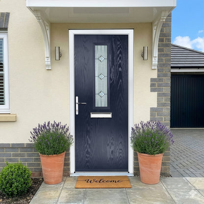 Fergus Blue Pre-Hung Venice Glass Composite Front Door Set