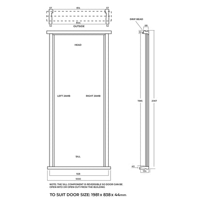 Oak External Unfinished Timber Door Frame and Cill
