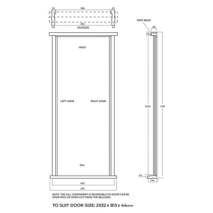 Hardwood External Unfinished Timber Door Frame and Cill