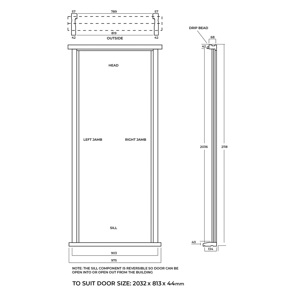 Oak External Unfinished Timber Door Frame and Cill