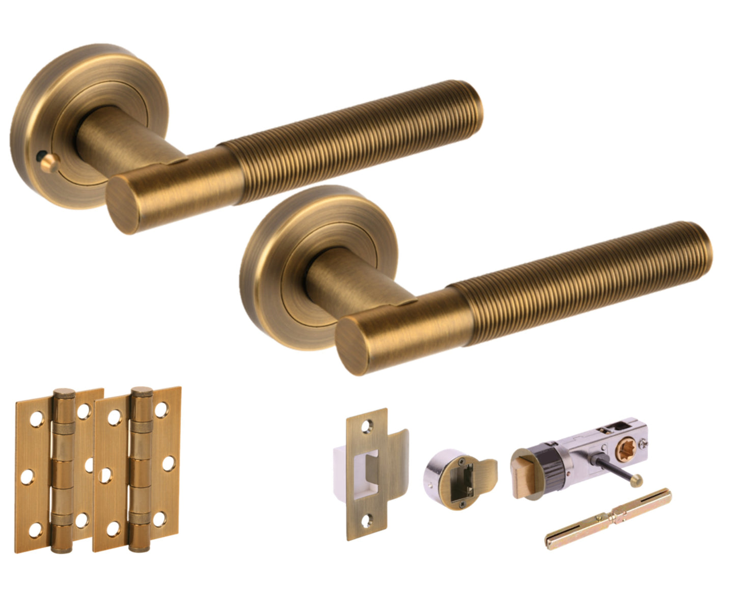 Halo Round Rose Privacy Lever Door Handle Set - Matt Bronze