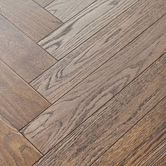 Dark Oak - Herringbone 18mm Brushed and Oiled Solid Real Wood Flooring (LIBSOHB18x90DAR2)