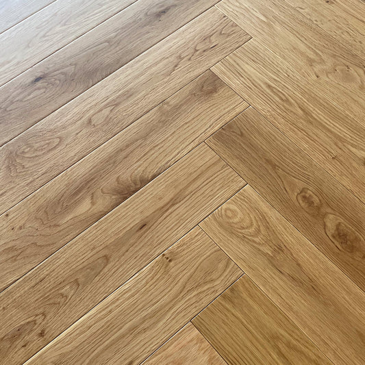 Natural Oak - Herringbone 14mm UV Lacquered Engineered Real Wood Flooring (LIBHB14x125NAT)