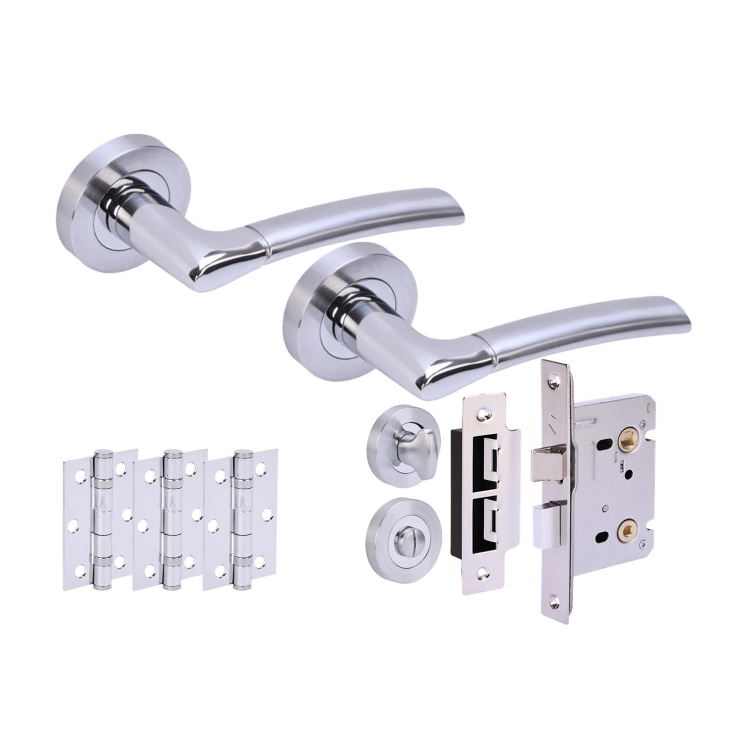 Columbia Internal Privacy Lever Door Handle Set - Polished and Satin Chrome