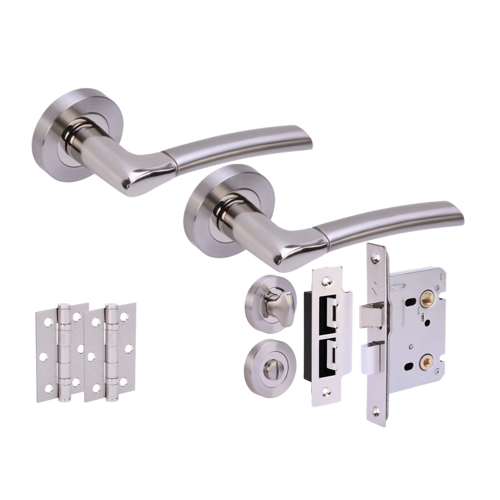 Designer Zoom Bathroom Lever On Round Handle Set Polished Chrome Satin Nickel