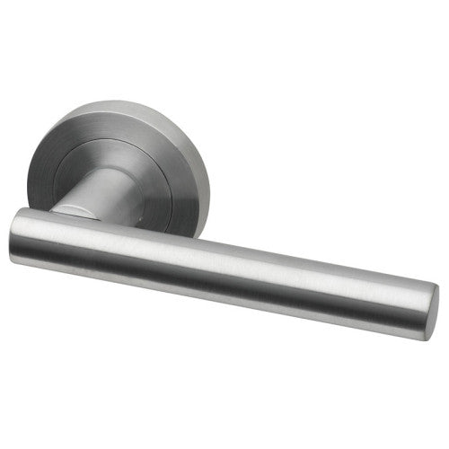 Lynx Lever Handle On Round Rose - Satin Chrome (LYN.09.SC)
