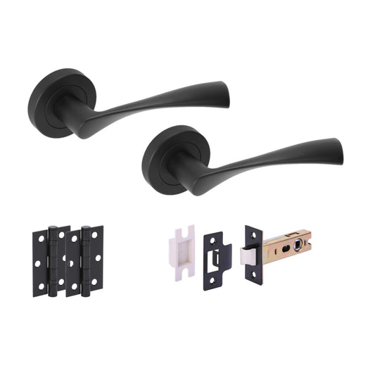 Twist Internal Lever Handle On Round Rose Handle Set , Matt Black (116751)