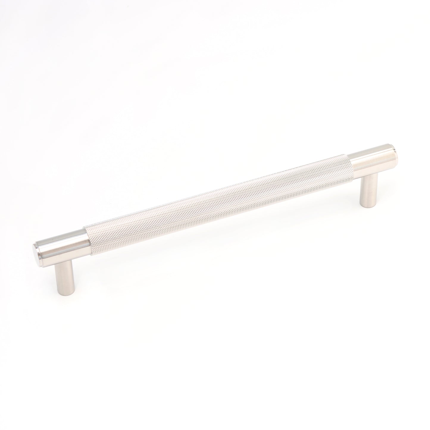 Knurled Medium Round T-Bar Pull Handle - Satin Stainless Steel (123411)