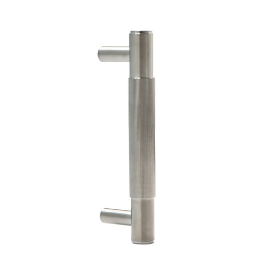 Fluted Small Round T-Bar Pull Handle - Satin Stainless Steel (123421)