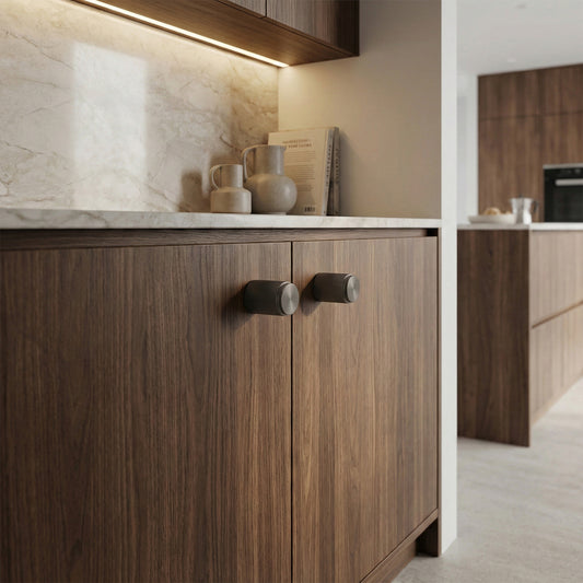 Fluted Large Round Cabinet Door Knob - Gun Metal (123445)