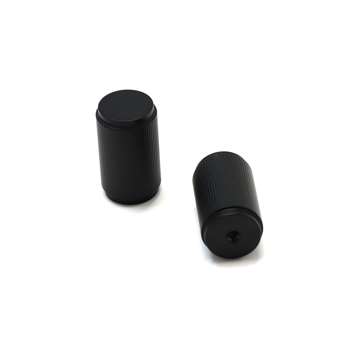 Fluted Large Round Cabinet Door Knob - Matt Black (123443)