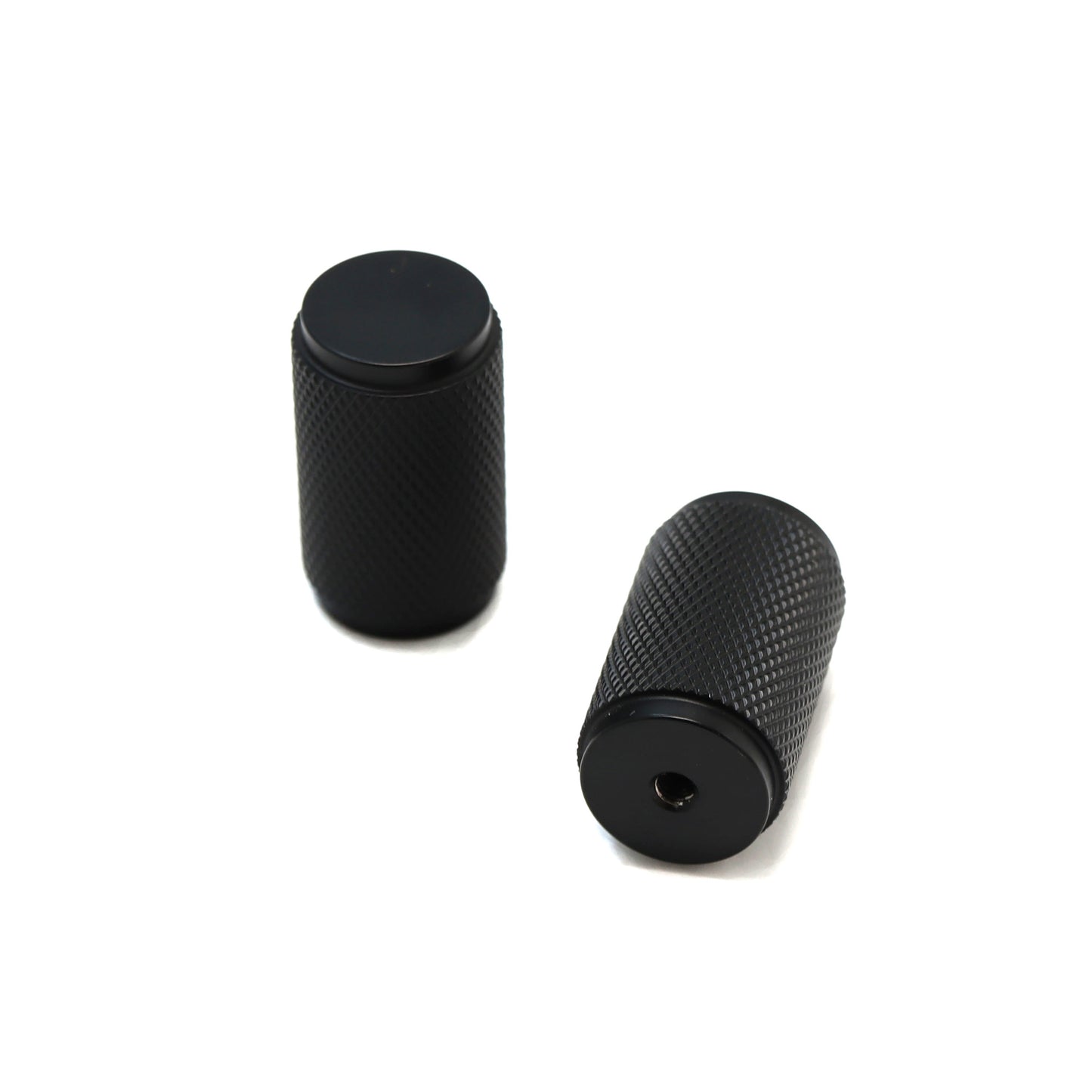 Knurled Large Round Cabinet Door Knob - Matt Black