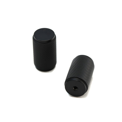 Knurled Large Round Cabinet Door Knob - Matt Black