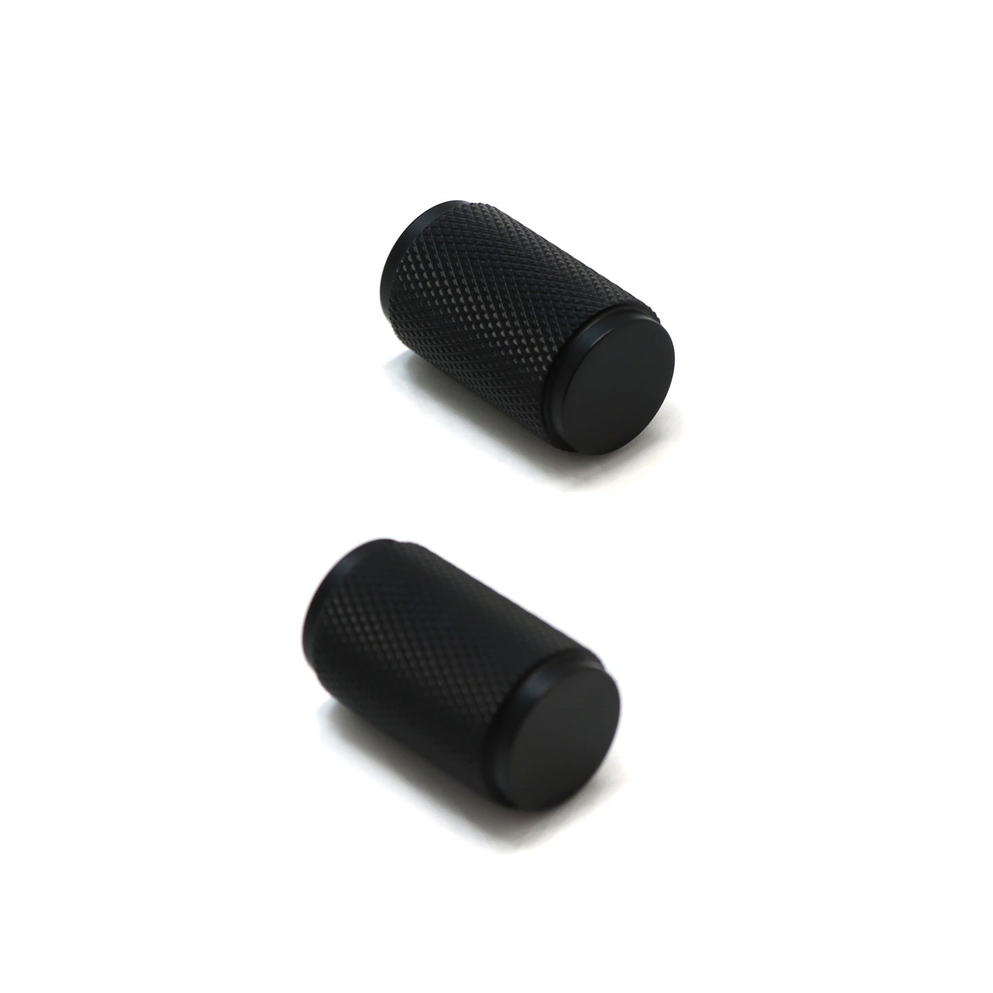 Knurled Large Round Cabinet Door Knob - Matt Black