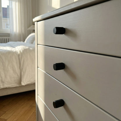 Knurled Small Round Cabinet Door Knob - Matt Black (123448)