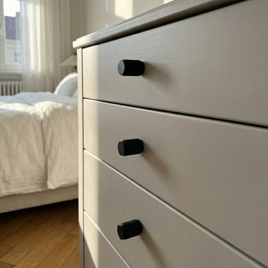 Knurled Small Round Cabinet Door Knob - Matt Black (123448)