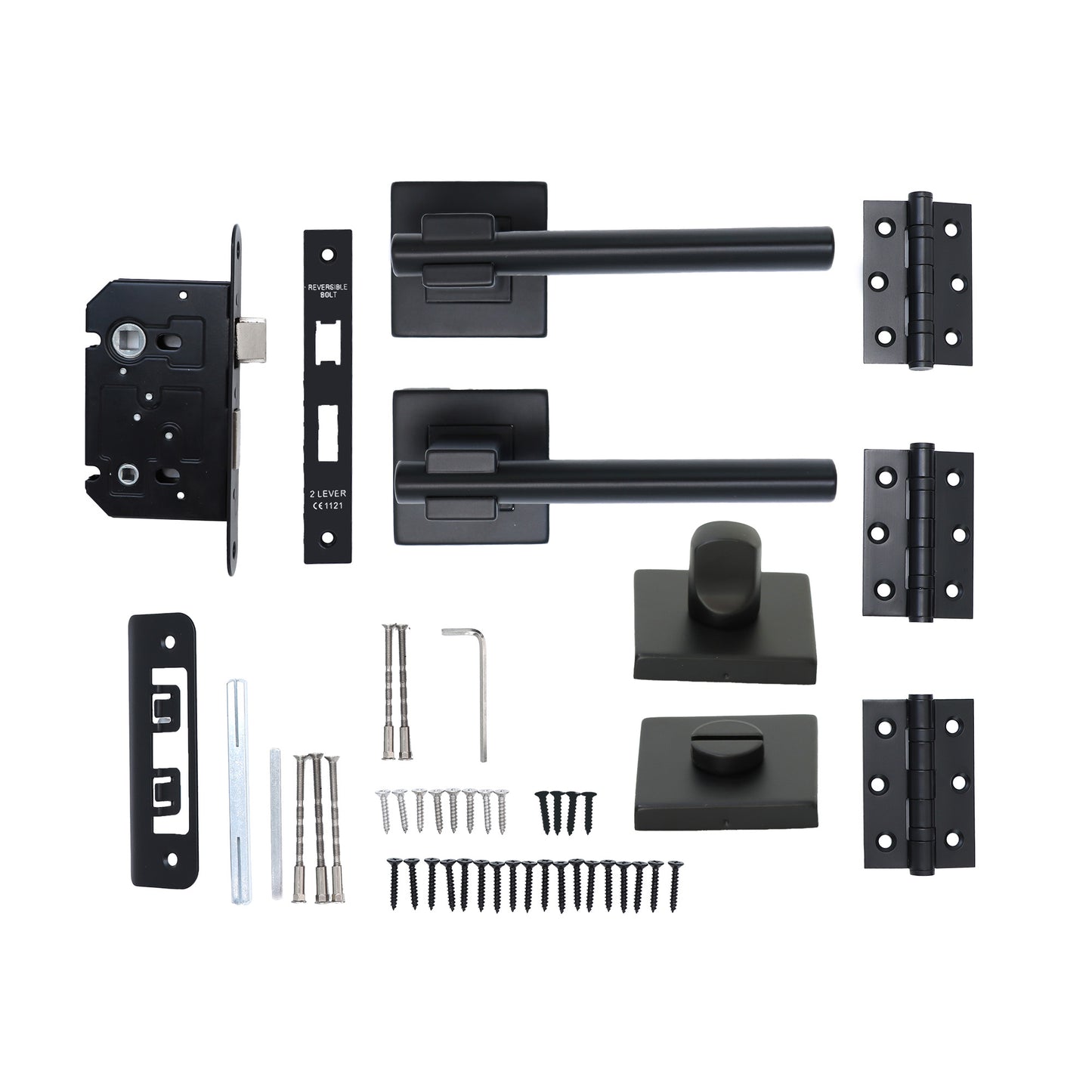 Superior Proxima Lever on Round Rose Bathroom Handle Set - Matt Black