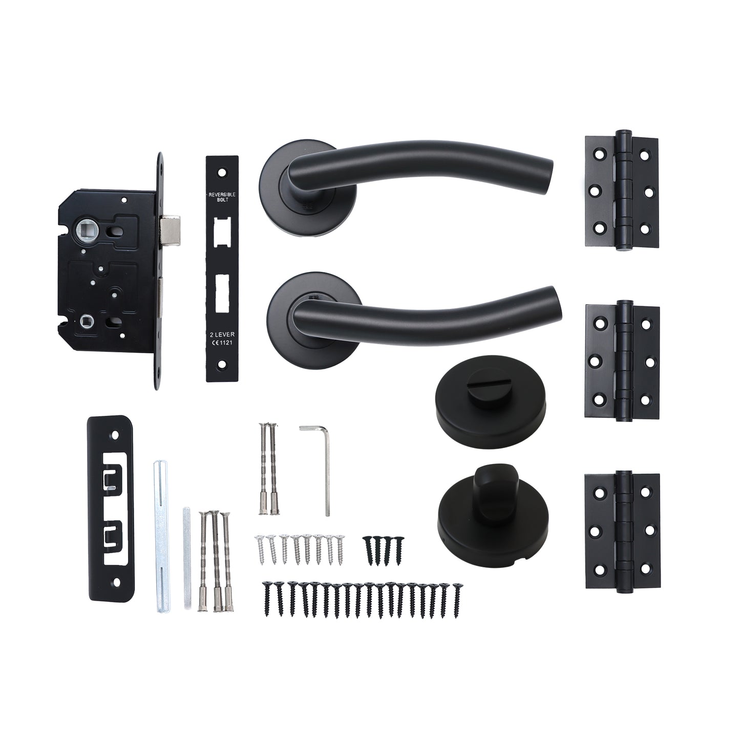 Superior Miranda Lever on Round Rose Bathroom Handle Set - Matt Black