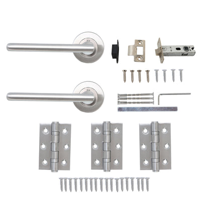 Superior Luna Lever on Round Rose Handle Set - Satin Stainless Steel (123471)